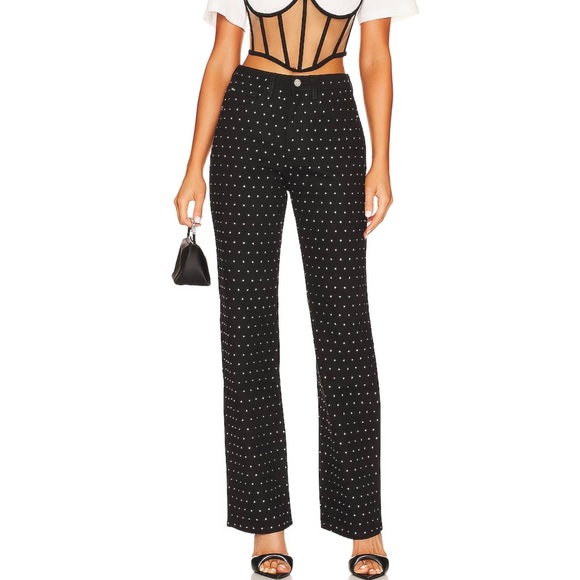 WeWoreWhat Denim - WeWoreWhat Rhinestone Straight Leg Jeans